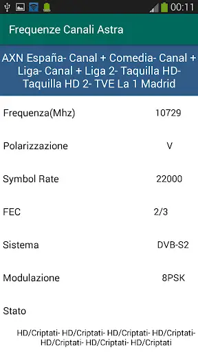 Frequenze di Canali ASTRA screenshot 4