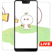 Cartoon cute white bunny live wallpaper icon