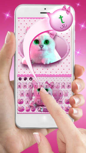 Cute Kitty Pink Bow Keyboard screenshot 2