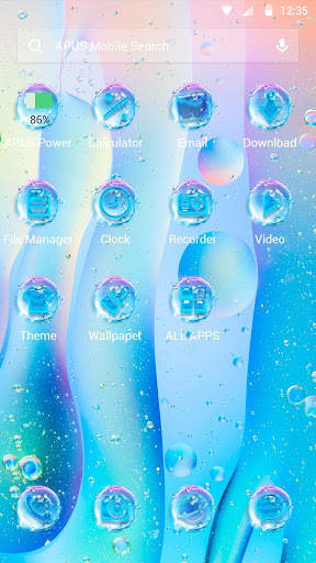 Blue Transparent Water Droplets-APUS Launcher screenshot 3