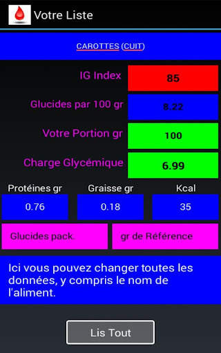 Index et la charge glycém Lite screenshot 11