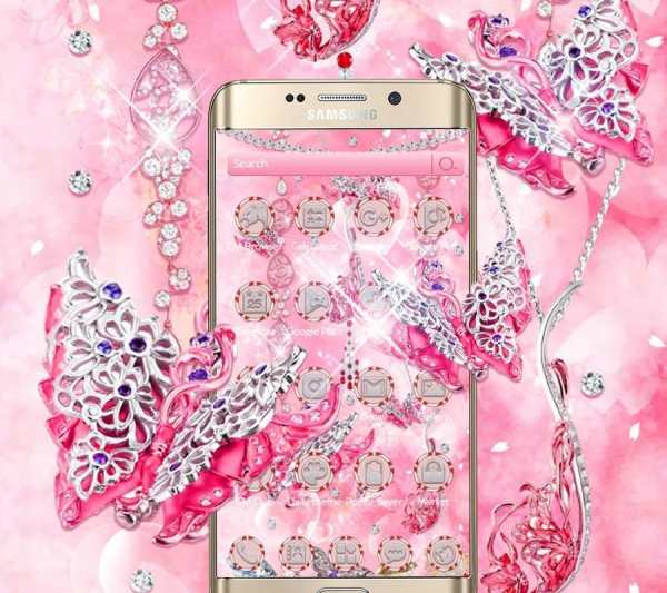 Sparkling Pink Butterfly Diamond Theme screenshot 3