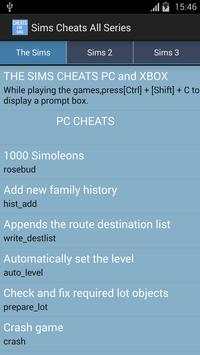 Cheats Sims All Series screenshot 1