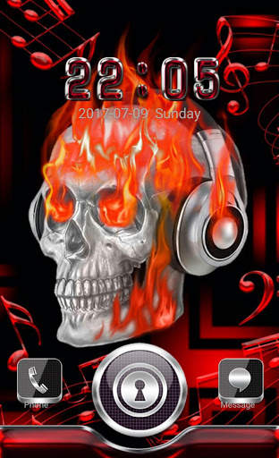 Free Skull on Fire Go Locker theme screenshot 1