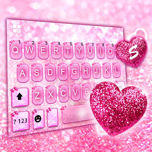 Pink Glitter Heart Keyboard Theme icon