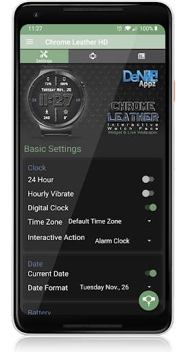 Chrome Leather HD Watch Face Widget Live Wallpaper screenshot 4