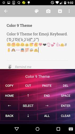 Color 9 Emoji Keyboard Theme screenshot 3