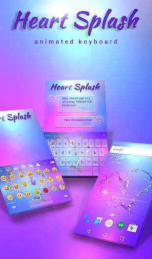 Heart Splash Animated Keyboard स्क्रीनशॉट 1