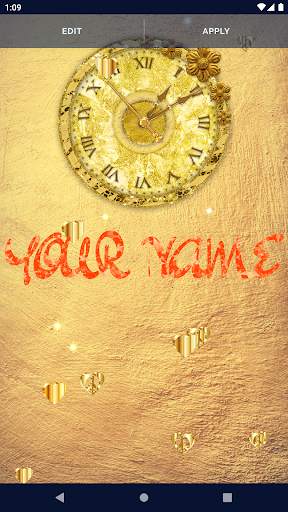 Gold Glitter Clock Wallpaper screenshot 2
