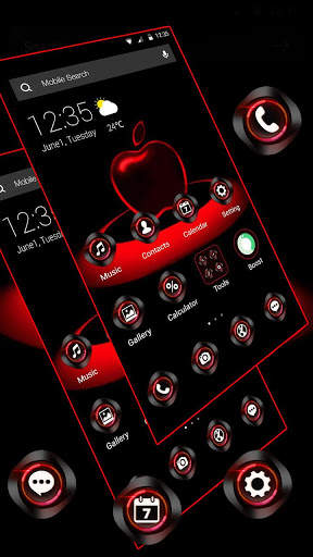 Red Neon Apple Dark APUS Launcher Theme screenshot 4