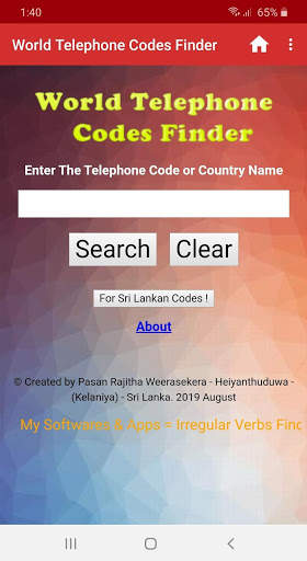 World Telephone Codes Finder screenshot 1