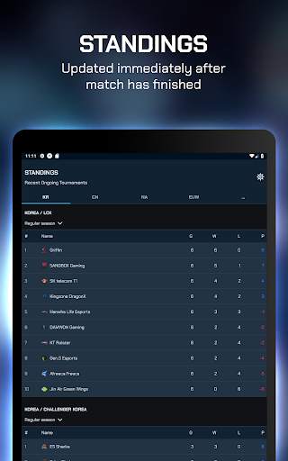 ParaScore - LoL Schedule, Scores, Standings, Stats 5 تصوير الشاشة