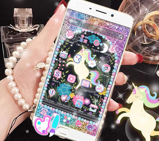 Diamond pearl shiny romantic unicorn theme screenshot 3