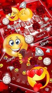 Red Valentine Rose Clock Keyboard Theme screenshot 3
