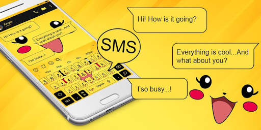 SMS Yellow Cartoon Keyboard Theme screenshot 5