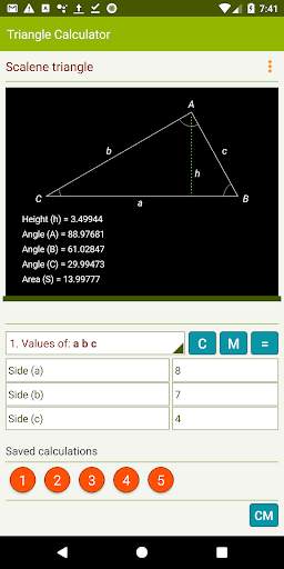 Triangle Calculator - Real-time drawings screenshot 2
