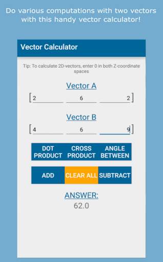 Vector Calculator 1 تصوير الشاشة