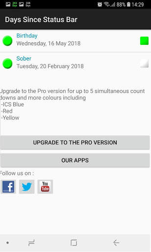 Days Since in Status Bar screenshot 1