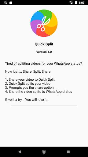 Quick Split - Video splitter for WhatsApp status screenshot 1