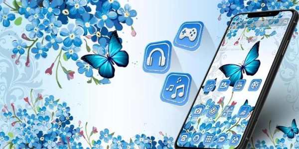Blue Flower Butterfly Theme screenshot 4