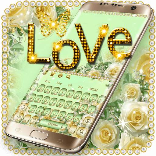 Beautiful Rose Diamond Butterfly Keyboard Theme 10001002