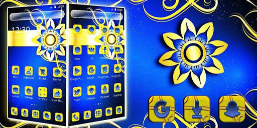 Blue Gold Classy Flower Theme screenshot 4