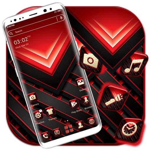 Red Black Tech Launcher Theme 1.0.3
