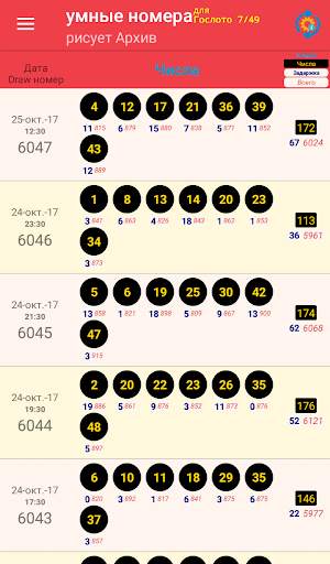 smart numbers for Gosloto 7/49 screenshot 6