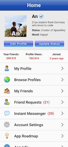 SpaceHey Mobile – Retro social screenshot 1