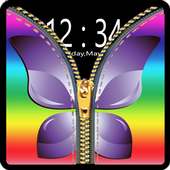 Zipper lock screen butterfly icon