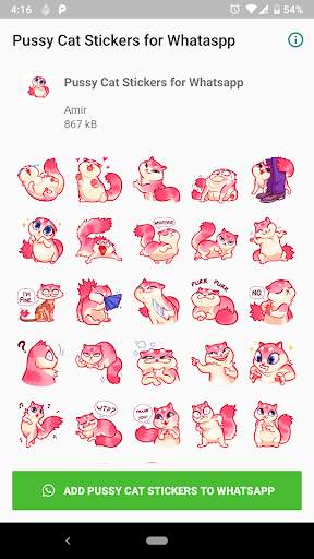 Pussy Cat Stickers for Whatsapp - WAStickerApps screenshot 1