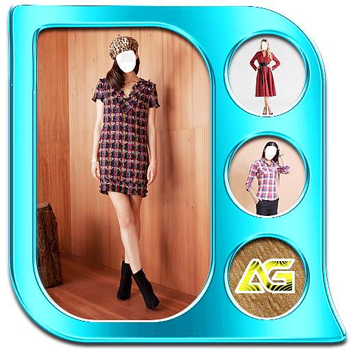 Photo Edit Girl Dress in Check 1.0