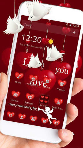 Red Love Heart Bird Couple Theme🐦 screenshot 3