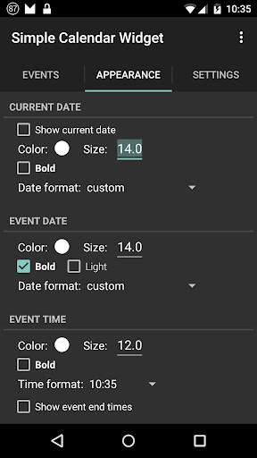 Simple Calendar Widget скриншот 5