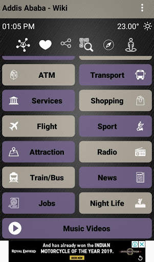 Addis Ababa city app Ethiopia travel music maps screenshot 2
