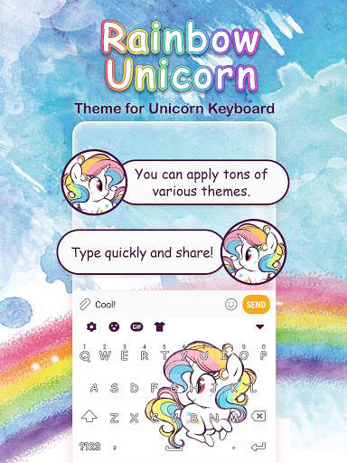 Rainbow Unicorn Emoji Keyboard Theme screenshot 1