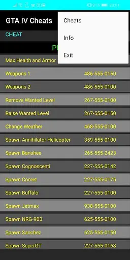Cheats for GTA IV PC Game screenshot 2