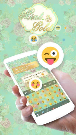 Mint & Gold GO Keyboard theme screenshot 1