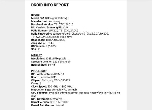 Droid Hardware Info screenshot 14