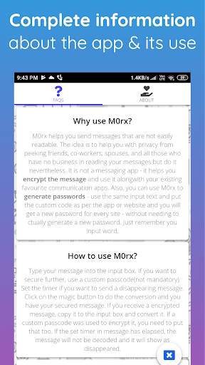 M0rx - Encrypted Disappearing Msgs, Images & Files screenshot 7