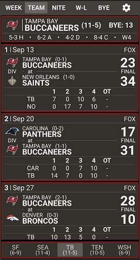 VS. NFL Football 2021 Game Schedule & Live Scores screenshot 2