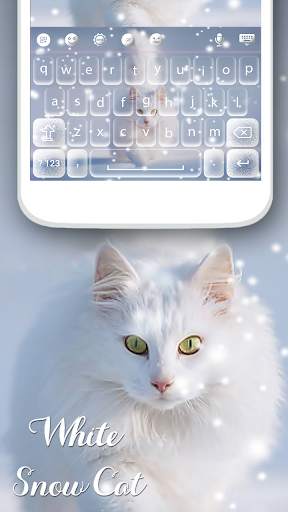 White Snow Cat Keyboard Theme screenshot 4