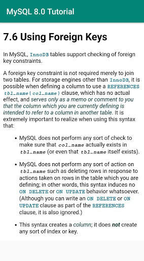 MySQL 8.0 Tutorial - Free Offline Learning App screenshot 5
