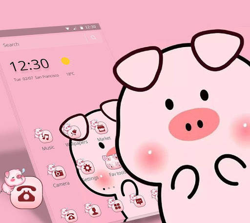 Pink Cute Cartoon Piggy Theme 2 تصوير الشاشة