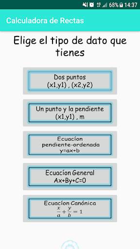 Calculadora de Rectas - Ecuaciones de la Recta. screenshot 1