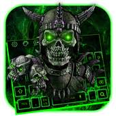 Neon Green Soldier Skull Keyboard Theme 10001002