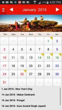 Indian Holiday Calendar 2016 screenshot 2