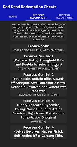 Cheat Codes for Red Dead Redemption 1 & 2 screenshot 2