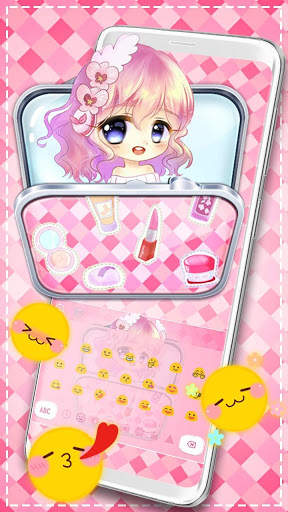 Makeup Cute Girl Keyboard скриншот 3