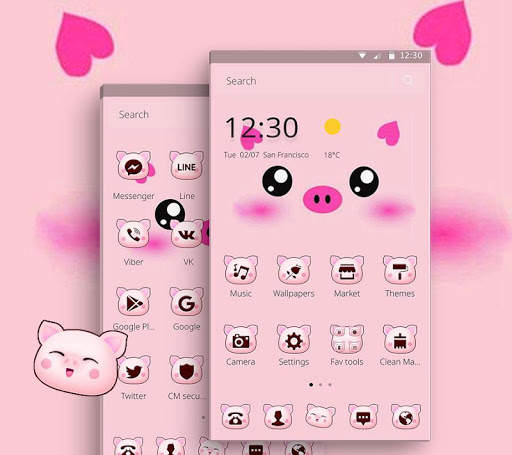 Pink Cartoon Piggy Kawaii Theme screenshot 2